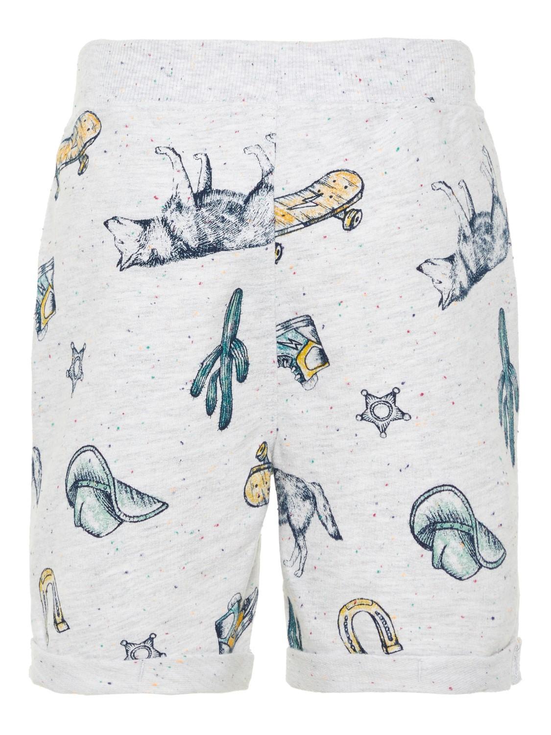 NAME IT NMMHUGO SWE LONG SHORTS UNB 98 Light Grey Melange - NAME IT
